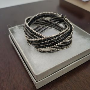 Black and gold beaded Cuff bracelet